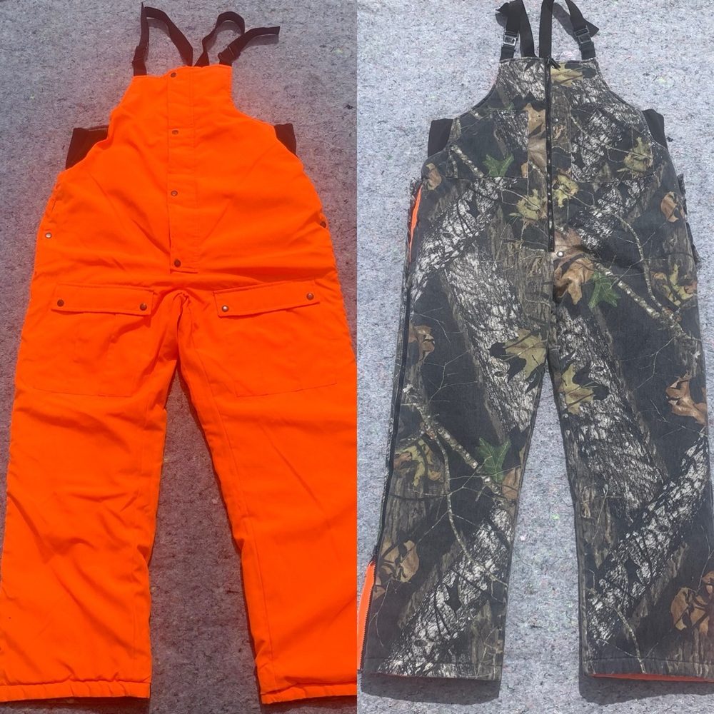 Y2K Northwest Territory green & neon reversible forrest camo puffy overalls
